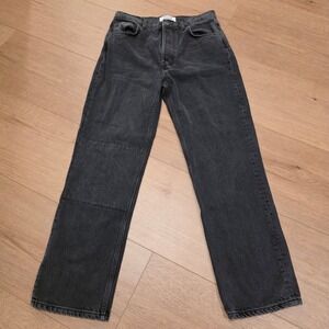 Reformation Jeans Size 29 Black Cynthia Patch High Rise Straight Jeans VTG Wash